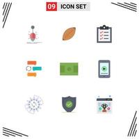 Universal Icon Symbols Group of 9 Modern Flat Colors of conversation chat rugby tasks clipboard Editable Vector Design Elements