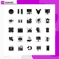 paquete de conjunto de iconos sólidos de 25 iconos de glifos aislados en fondo blanco para impresión web y móvil vector