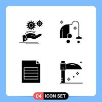 4 Solid Black Icon Pack Glyph Symbols for Mobile Apps isolated on white background 4 Icons Set vector