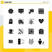 Collection of 16 Universal Solid Icons Icon Set for Web and Mobile vector