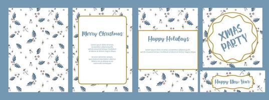 Cute delicate Christmas templates for invitations, cards, wrapping paper and scrapbooking. Mistletoe pattern for Christmas and New Year with space for text. vector