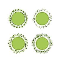 Green nature border circle set vector