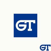 unique letter or word GT sans serif cut and merge connect font on right left image graphic icon logo design abstract concept vector stock. Can be used as symbol related to initial or sport tech