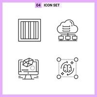 4 Icons in Line Style Outline Symbols on White Background Creative Vector Signs for Web mobile and Print Creative Black Icon vector background