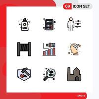 Stock Vector Icon Pack of 9 Line Signs and Symbols for long tools calculation blocker person Editable Vector Design Elements