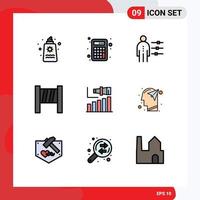 Stock Vector Icon Pack of 9 Line Signs and Symbols for long tools calculation blocker person Editable Vector Design Elements