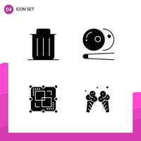 Glyph Icon set Pack of 4 Solid Icons isolated on White Background for responsive Website Design Print and Mobile Applications vector