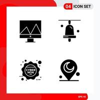 Creative Set of 4 Universal Glyph Icons isolated on White Background vector