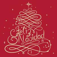 Feliz Navidad vector lettering. Hand drawn modern calligraphy isolated on red background. Christmas vector illustration. Creative typography for Holiday greeting cards, banners. Vector illustration.