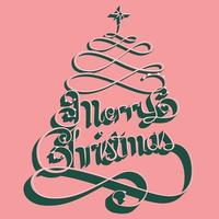 Merry Christmas vector lettering. Hand drawn modern calligraphy isolated on pin background. Christmas vector illustration. Creative typography for Holiday greeting cards, banners. Vector illustration.