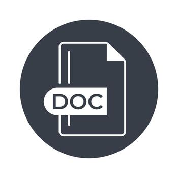 icono de formato de archivo doc. icono lleno de extensión de documento. vector