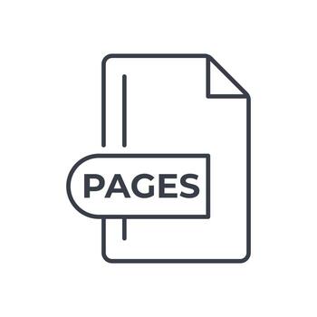 PAGES File Format Icon. PAGES extension line icon. vector