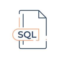 icono de formato de archivo sql. icono de línea de extensión sql. vector