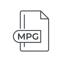 icono de formato de archivo mpg. icono de línea de extensión mpg. vector