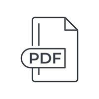 icono de formato de archivo pdf. icono de línea de extensión de pdf. vector