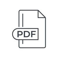 PDF File Format Icon. PDF extension line icon. vector