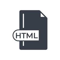 HTML Icon. HTML File Format extension filled icon. vector