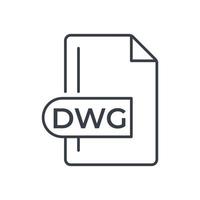 icono de formato de archivo dwg. icono de línea de extensión dwg. vector