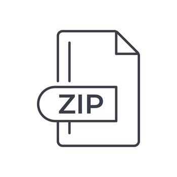 icono de formato de archivo zip. icono de línea de extensión zip. vector
