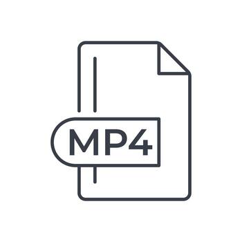 MP4 File Format Icon. MP4 extension line icon. vector