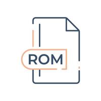 ROM File Format Icon. ROM extension line icon. vector