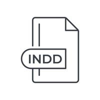 icono de ind. icono de línea de extensión de formato de archivo indd. vector