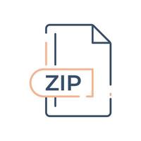 icono de formato de archivo zip. icono de línea de extensión zip. vector