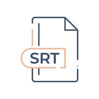 SRT File Format Icon. SRT extension line icon. vector