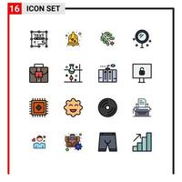 Universal Icon Symbols Group of 16 Modern Flat Color Filled Lines of briefcase love wedding bell heart firecracker Editable Creative Vector Design Elements