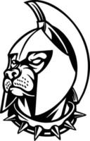 Spartan Bulldog Warrior Mascot monochrome vector