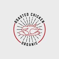 Inspiración en el diseño del logotipo de la carne de pollo asado de arte lineal, lo mejor para delinear el vector del logotipo de alimentos orgánicos