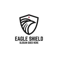 eagle shield with star logo design, Bird shield with line art logo inspirations vector