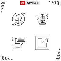 4 Icons Line Style Grid Based Creative Outline Symbols for Website Design Simple Line Icon Signs Isolated on White Background 4 Icon Set Creative Black Icon vector background