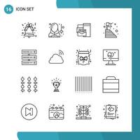 Vector Pack of 16 Outline Symbols Line Style Icon Set on White Background for Web and Mobile Creative Black Icon vector background