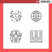 4 Icon Pack Line Style Outline Symbols on White Background Simple Signs for general designing Creative Black Icon vector background