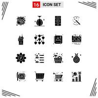 conjunto de 16 iconos de interfaz de usuario modernos signos de símbolos para walkie magic sport solution altavoz elementos de diseño vectorial editables vector