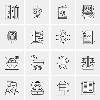 16 iconos universales de negocios vector ilustración de icono creativo para usar en proyectos relacionados con la web y dispositivos móviles