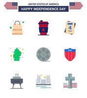 Big Pack of 9 USA Happy Independence Day USA Vector Flats and Editable Symbols of video movis invitation desert flower Editable USA Day Vector Design Elements