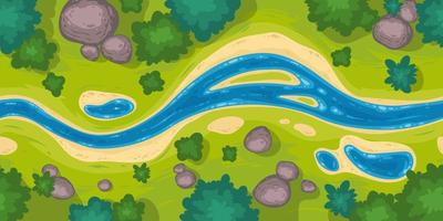 Vector seamless border with river top view