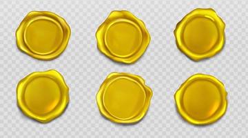 conjunto de iconos de sellado de aprobación de sello de cera de oro vector