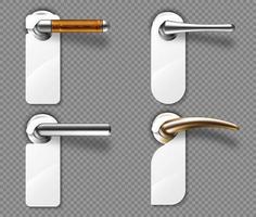 Door hangers on metal and wooden handles set. vector