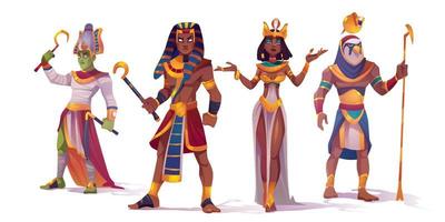 dios egipcio amun, osiris, faraon y cleopatra vector