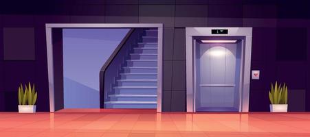 interior de pasillo vacío con ascensor y escaleras vector
