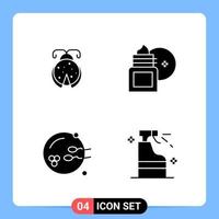 4 Solid Black Icon Pack Glyph Symbols for Mobile Apps isolated on white background 4 Icons Set Creative Black Icon vector background