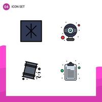 Set of 4 Modern UI Icons Symbols Signs for fridge pollution computer barrels clipboard Editable Vector Design Elements