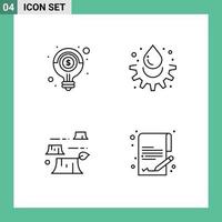 conjunto de 4 iconos de interfaz de usuario modernos símbolos signos para idea daño dinero agua destrucción elementos de diseño vectorial editables vector