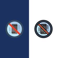 Avoid Distractions Mobile Off Phone  Icons Flat and Line Filled Icon Set Vector Blue Background