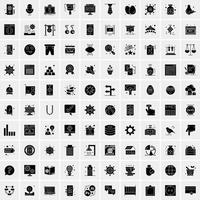 Set of 100 Business Solid Glyph icons vector