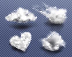 Cotton wool pieces in shape of cloud and heart vector