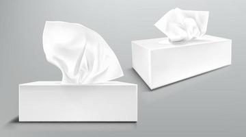 Box with white paper napkins, facial tissues vector